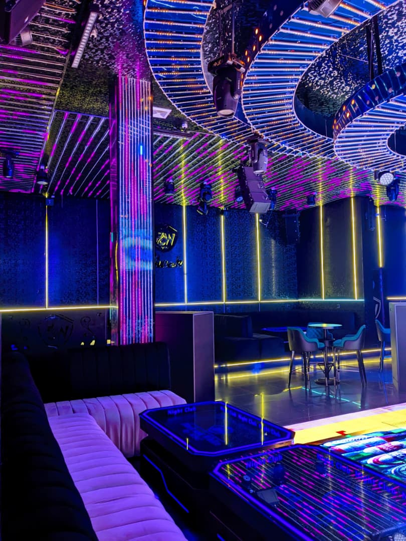 Black & White nightclub neon interior